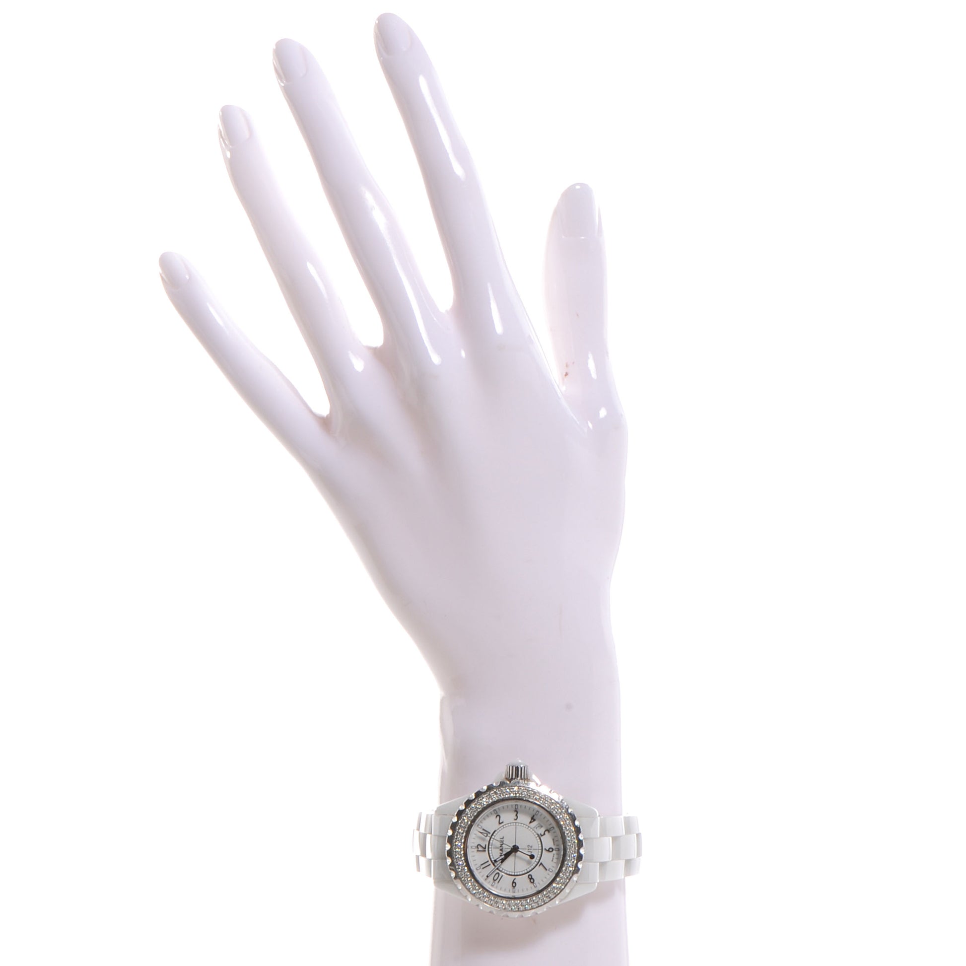 Chanel Stainless Steel Ceramic Diamond Pave Bezel 33mm J12 Quartz Watch White 2 of 5