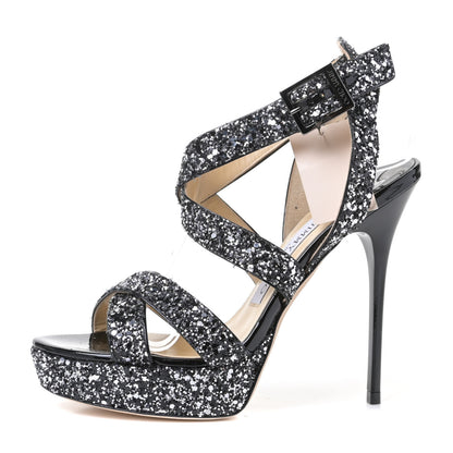 Jimmy Choo Coarse Glitter Fab Pumps 35.5 Silver 1 of 8