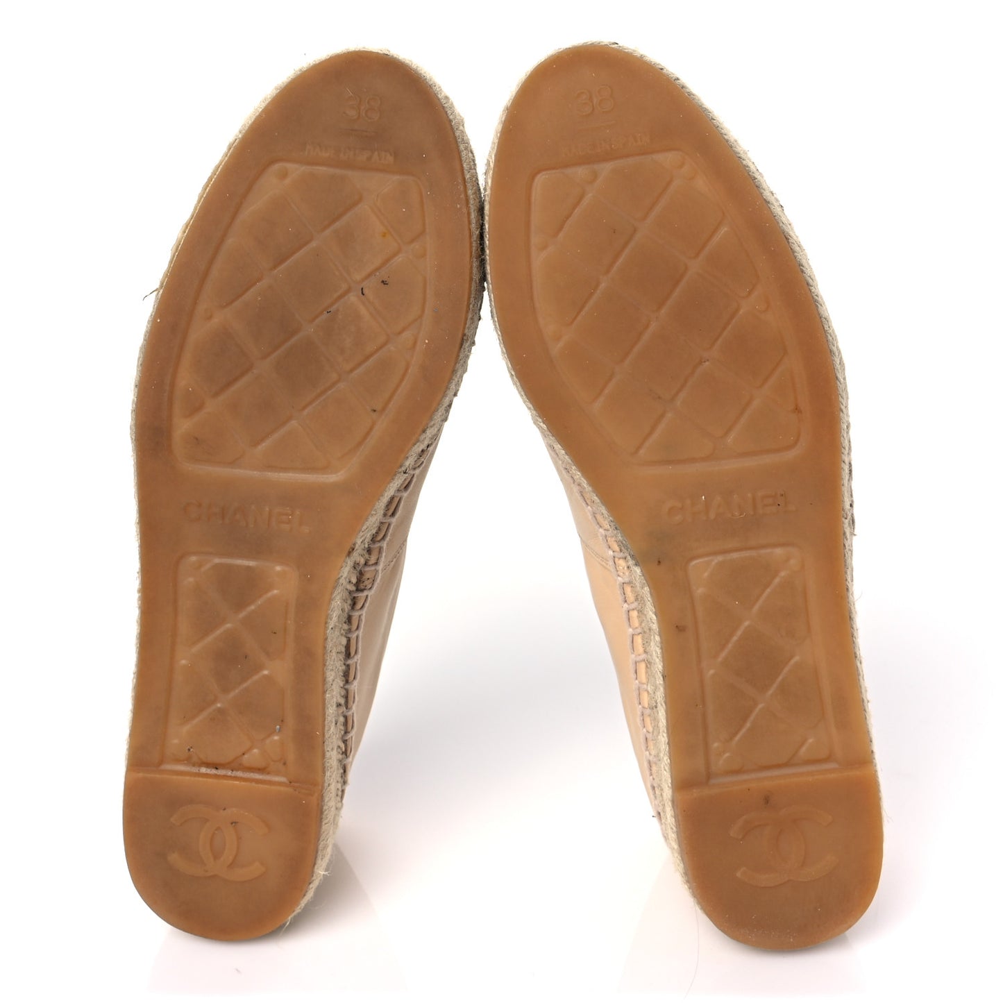 Lambskin CC Espadrilles 38 Beige Black