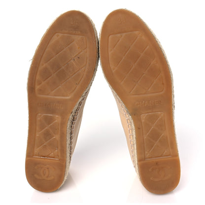 Chanel Lambskin CC Espadrilles 38 Beige Black 5 of 9