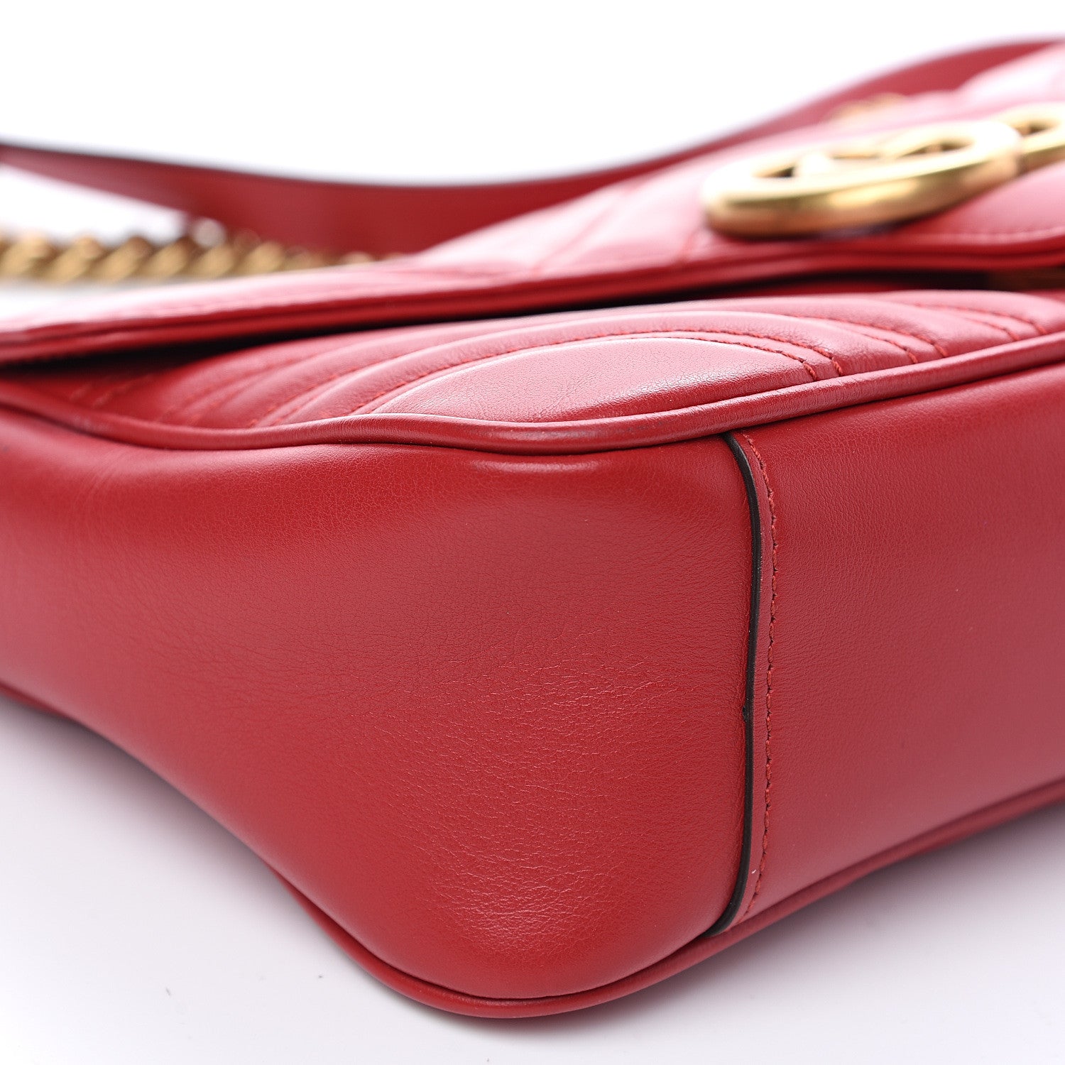 Gucci Calfskin Matelasse Small GG Marmont Shoulder Bag Hibiscus Red 10 of 12