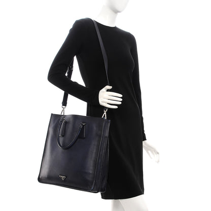 Prada Saffiano Cuir Double Handle Tote Baltico 2 of 16