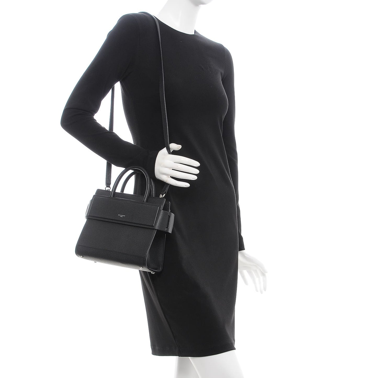 Grained Calfskin Mini Horizon Satchel Black