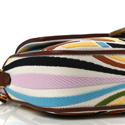 Fendi X SARA COLEMAN Canvas Vitello King Seta FF Fish Eye Embroidered Baguette Grezzo Multicolor Ghianda 8 of 9