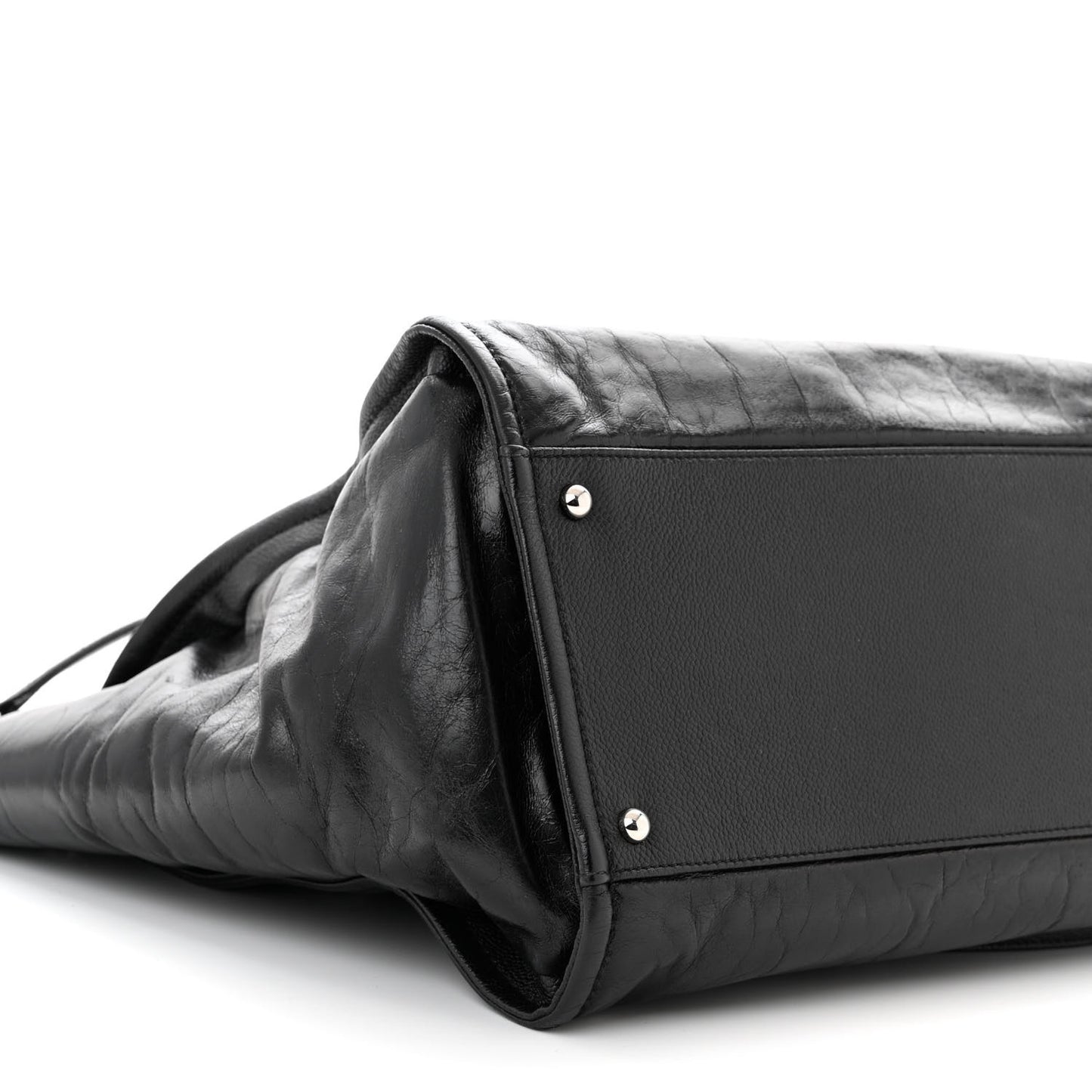 Glazed Calfskin Medium Deauville Tote Black