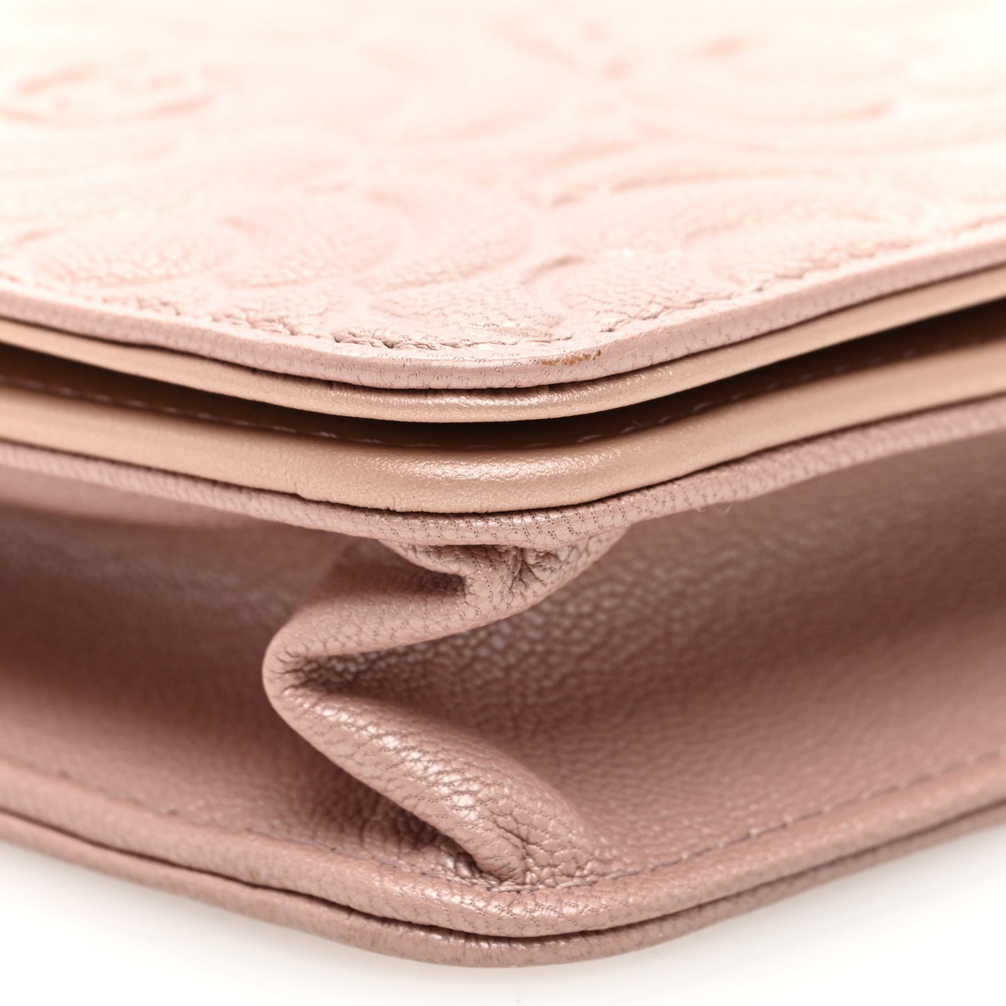 Caviar Camellia Embossed Wallet On Chain WOC Light Pink