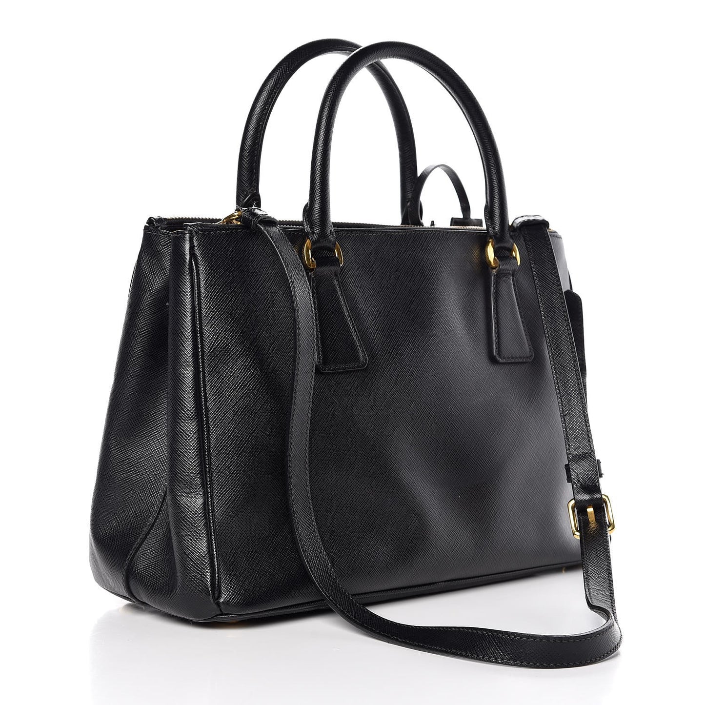 Saffiano Small Galleria Double Zip Tote Black