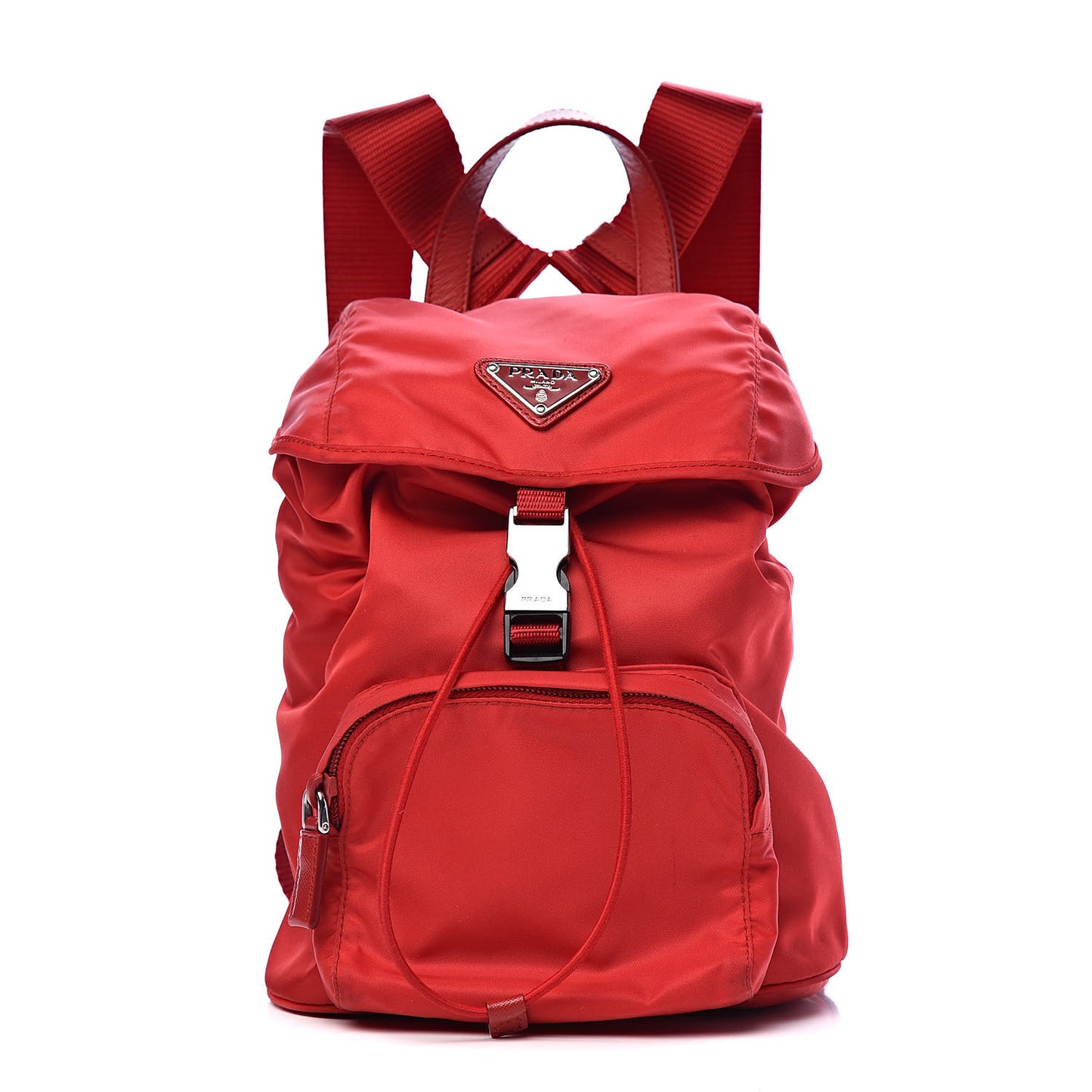 Tessuto Nylon Vela Saffiano Mini Single Snap Buckle Backpack Rosso