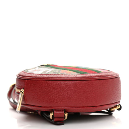 Gucci GG Supreme Monogram Web Flora Mini Ophidia Round Backpack Red 4 of 10