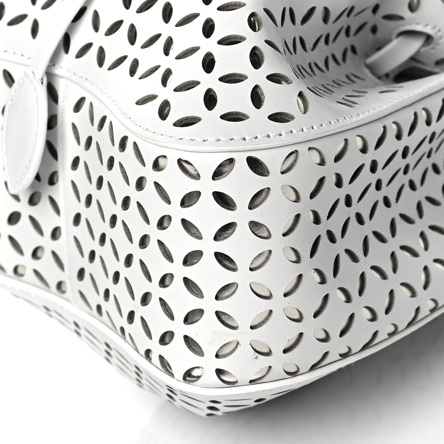 Alaia Calfskin Laser Cut Rose-Marie 19 Bag White 8 of 8