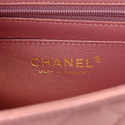 Chanel Iridescent Lambskin Quilted Mini Top Handle Rectangular Flap Pink 6 of 11