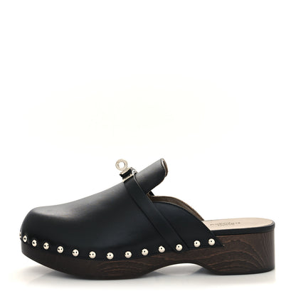 Hermes Calfskin Carlotta Mules 37 Black 1 of 8