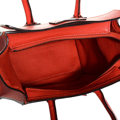 Celine Drummed Calfskin Nano Luggage Vermillion 5 of 8
