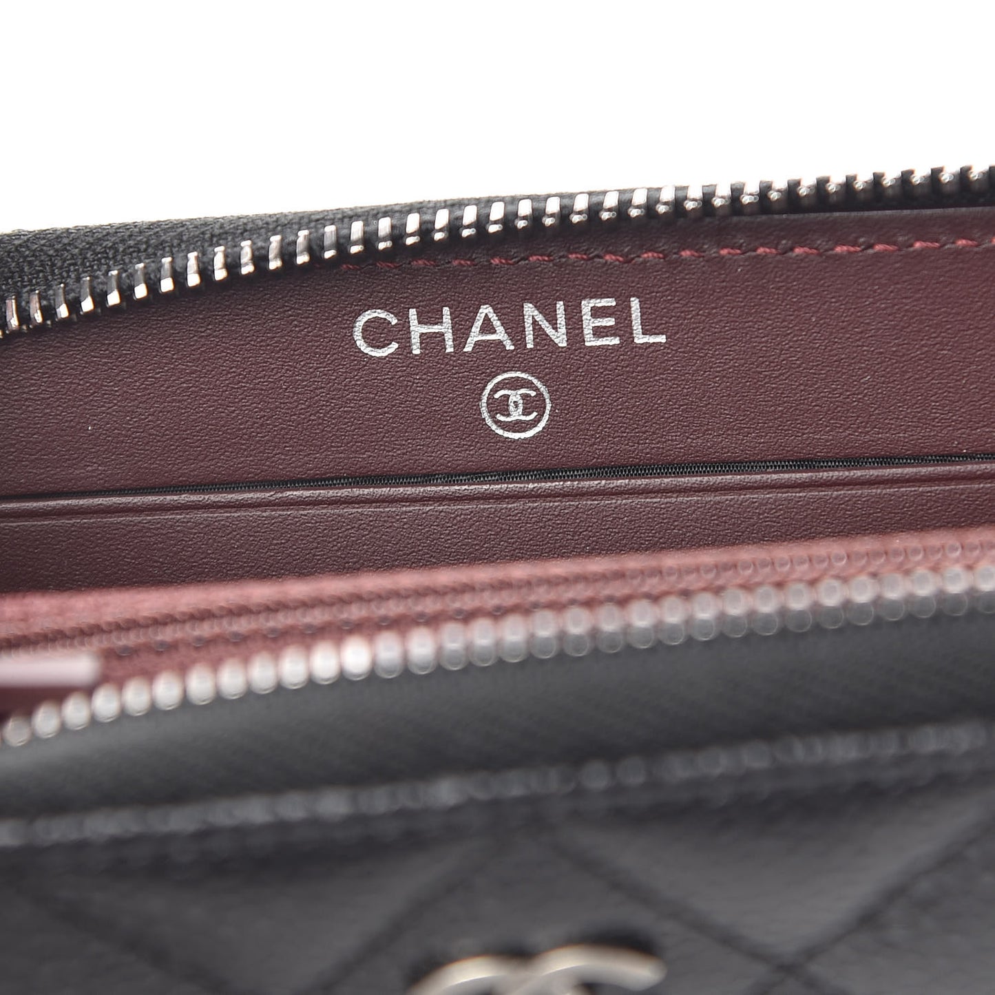 Caviar Quilted Small Zip Around Wallet Black