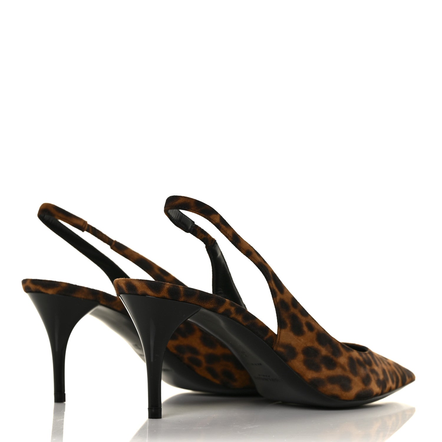 Saint Laurent Suede Leopard Print Slingback Pumps 37 Brown 4 of 9