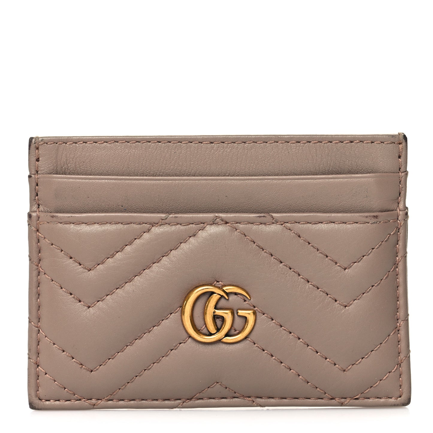Calfskin Matelasse GG Marmont Card Holder Porcelain Rose