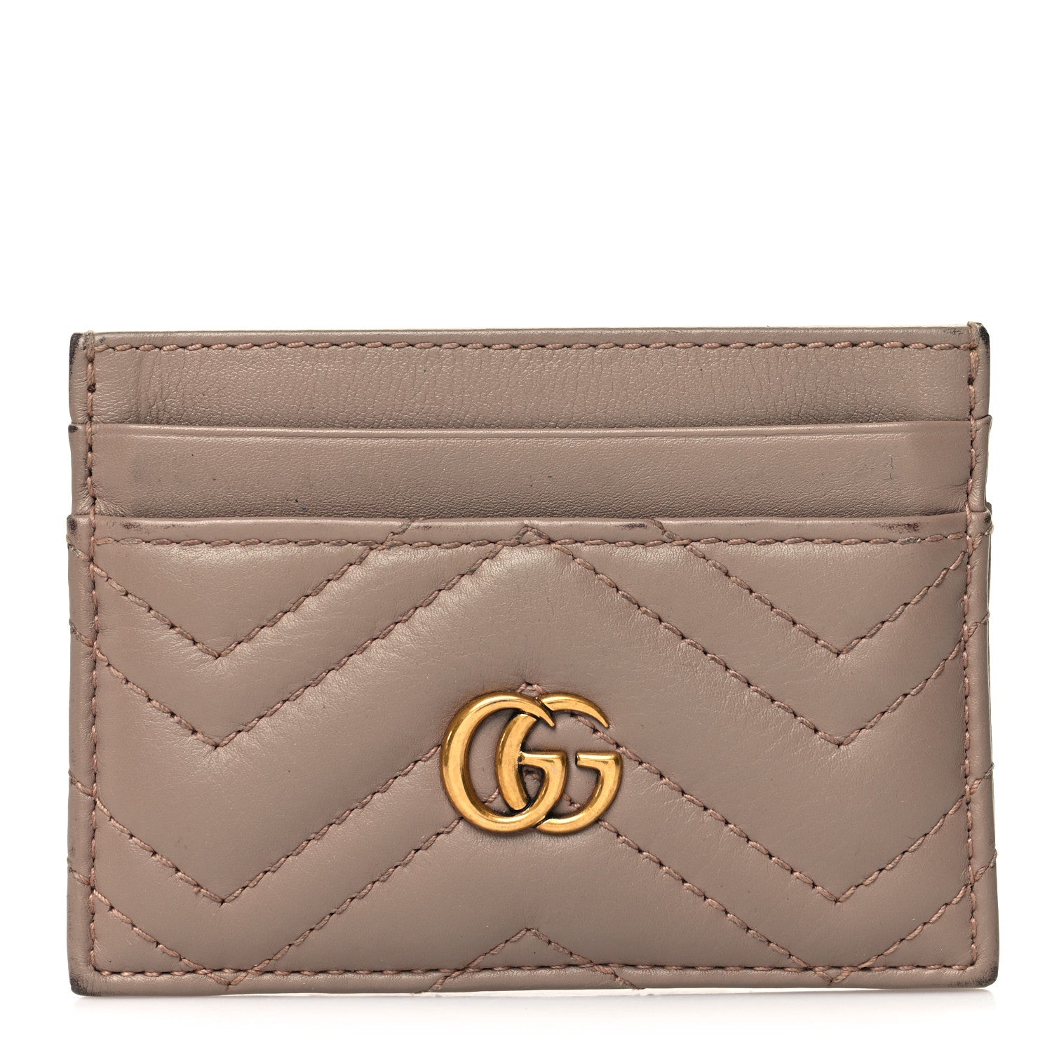 Gucci Calfskin Matelasse GG Marmont Card Holder Porcelain Rose 1 of 12