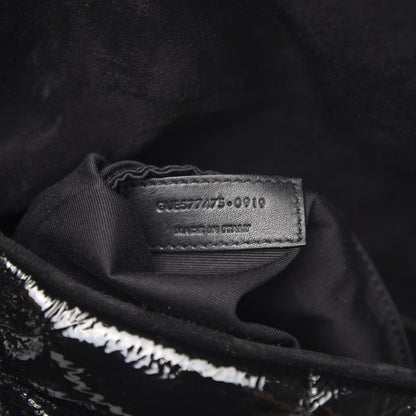 Saint Laurent Shiny Calfskin Quilted Medium Loulou Puffer Monogram Chain Satchel Black 7 of 10