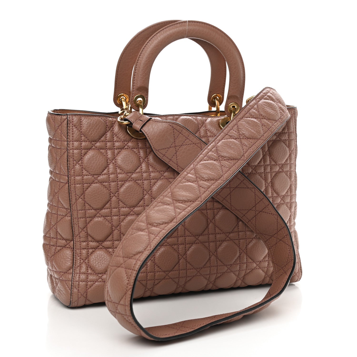 Christian Dior Grained Calfskin Cannage Large Lady Dior Light Pink 3 of 8