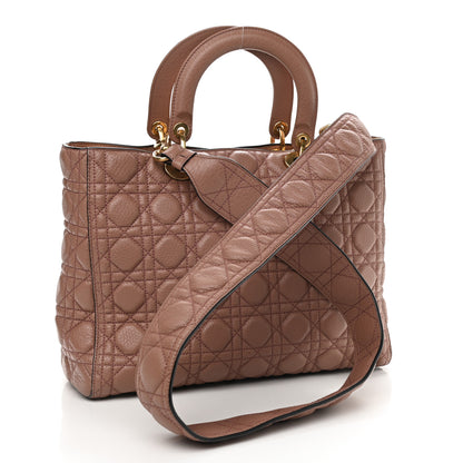 Christian Dior Grained Calfskin Cannage Large Lady Dior Light Pink 3 of 8