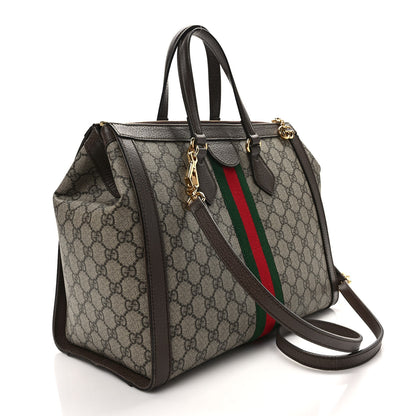 Gucci GG Supreme Monogram Web Medium Ophidia Tote Bag Brown 3 of 9