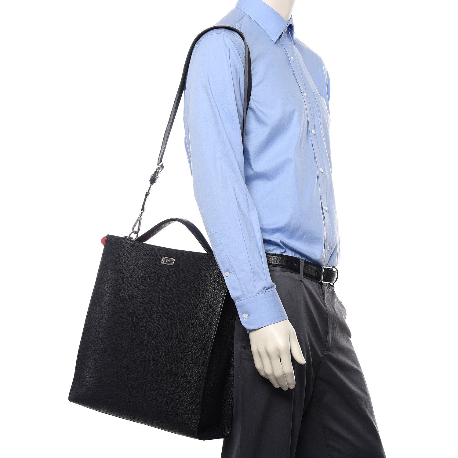 Fendi Cuoio Romano Fabric Marlon Vitello Century Peekaboo X-Lite Fit Black Rosso White Ice 2 of 9