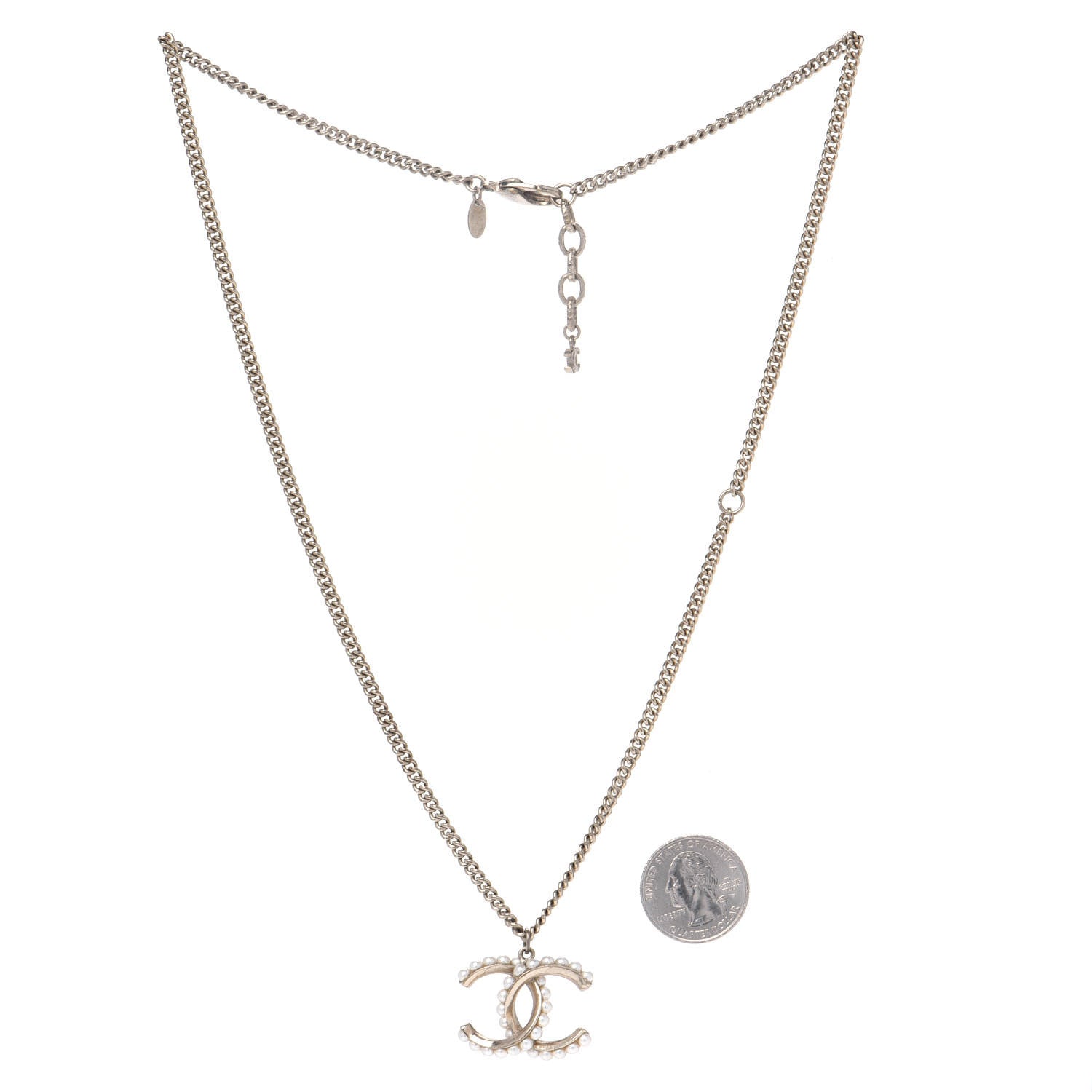 Chanel Pearl Twisted CC Pendant Necklace Gold 2 of 3