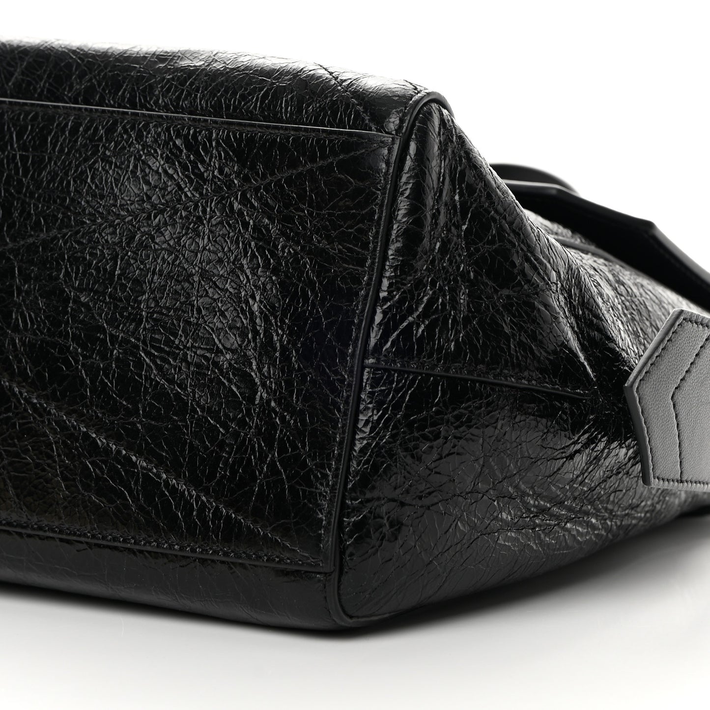 Creased Patent Calfskin Medium ID Flap Black