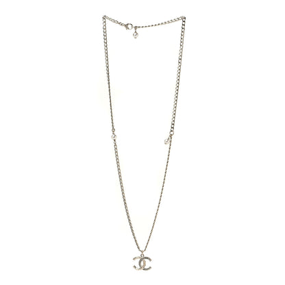 Chanel Crystal Pearl CC Pendant Necklace Gold 2 of 4