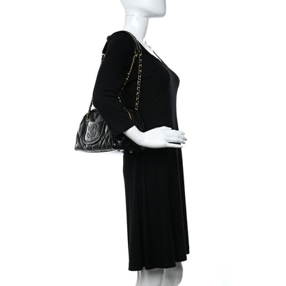 Chanel Shiny Aged Calfskin Quilted Bowler Bag Black 2 of 10