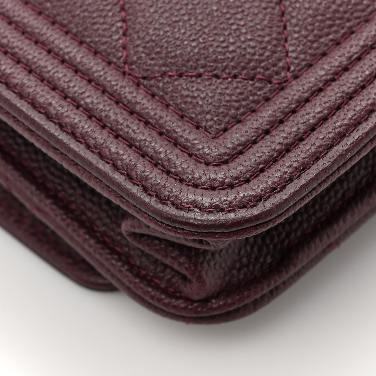 Caviar Quilted Boy Wallet On Chain WOC Burgundy