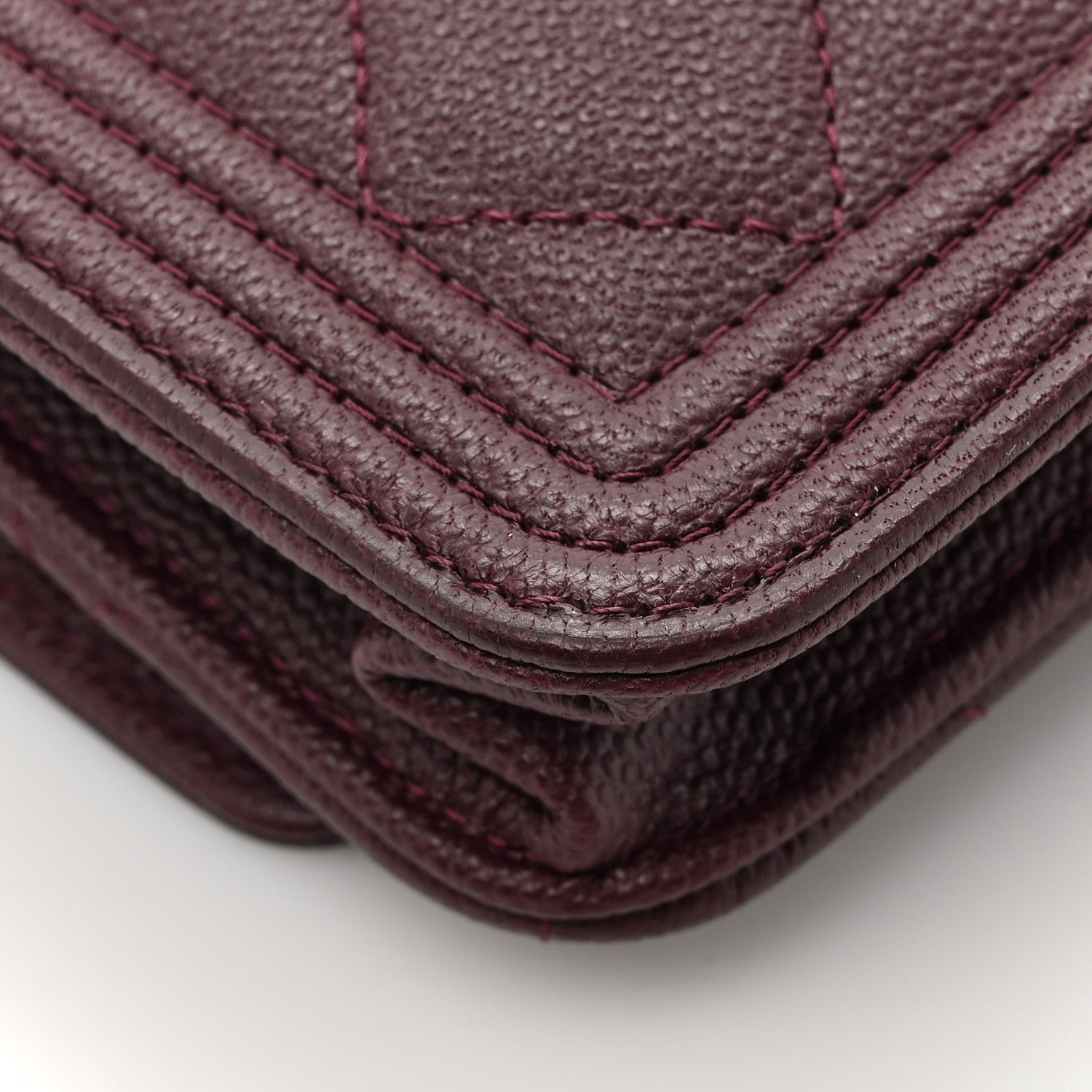 Chanel Caviar Quilted Boy Wallet On Chain WOC Burgundy 12 of 14