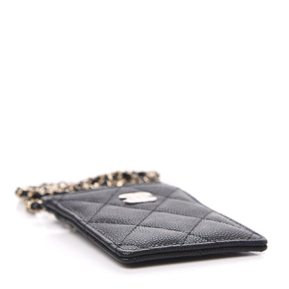 Chanel Caviar Quilted Card Holder On Chain Black 4 of 9