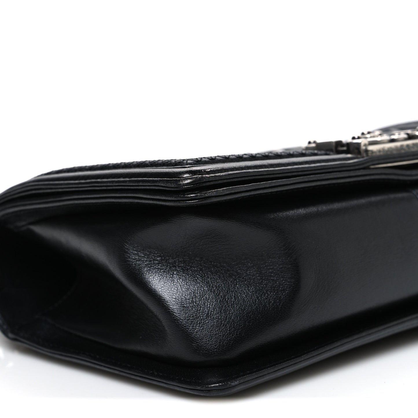 Lambskin Stitched Medium Boy Flap Black