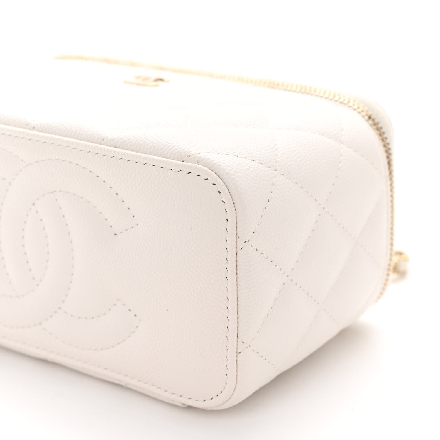 Chanel Caviar Quilted Small Vanity Case With Chain White 10 of 11