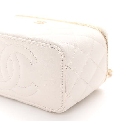 Chanel Caviar Quilted Small Vanity Case With Chain White 10 of 11
