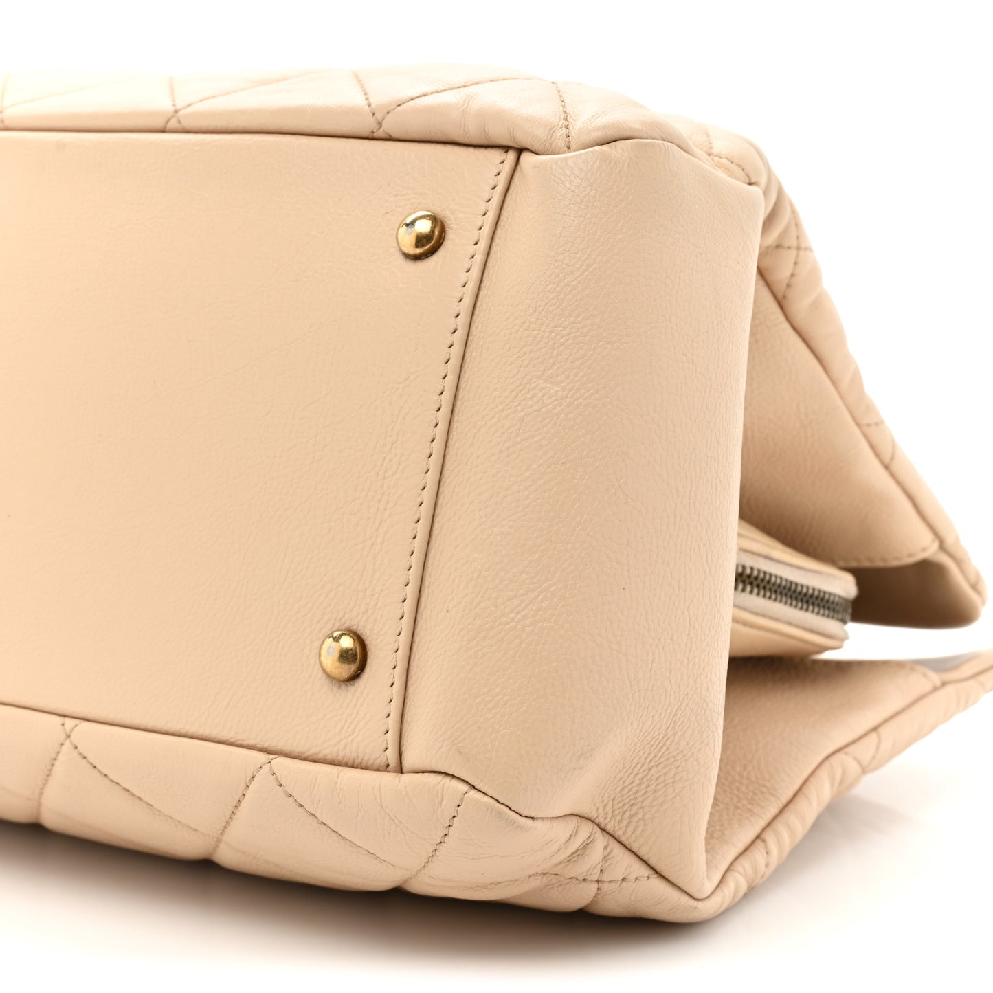 Calfskin Quilted Large CC Crown Tote Beige