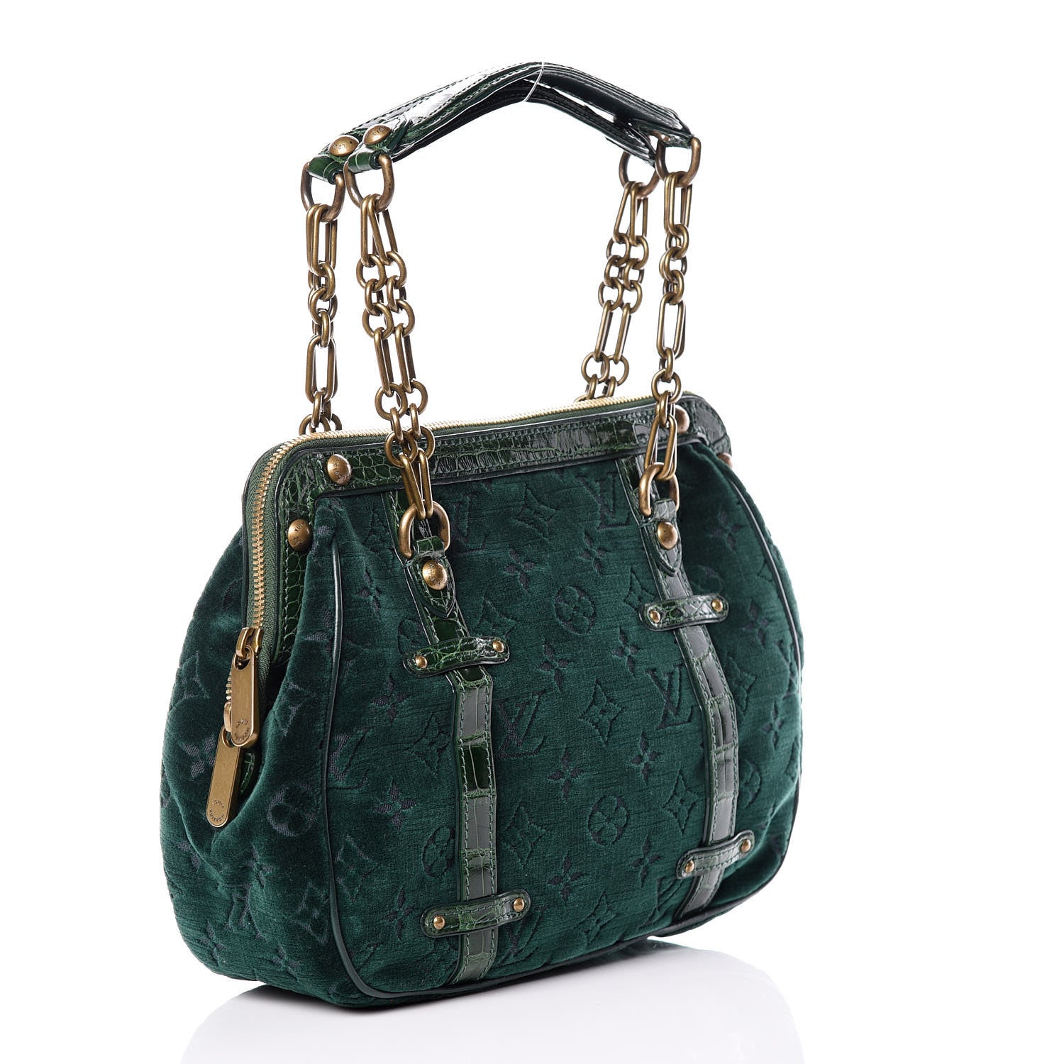 Louis Vuitton Monogram Velours Alligator Gracie MM Green 3 of 10