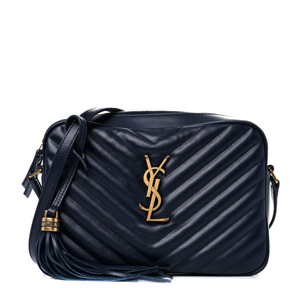 Saint Laurent Calfskin Matelasse Monogram Lou Camera Bag Navy 1 of 9