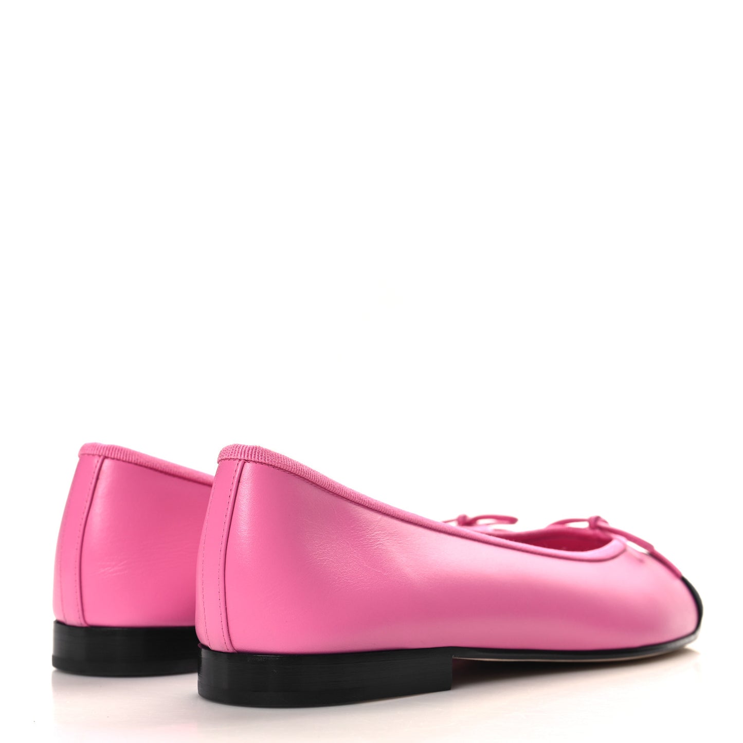 Calfskin Grosgrain Cap Toe CC Ballerina Flats 39 Pink Black