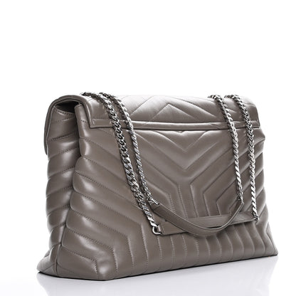 Saint Laurent Calfskin Y Quilted Monogram Large Loulou Chain Satchel Fog 3 of 11
