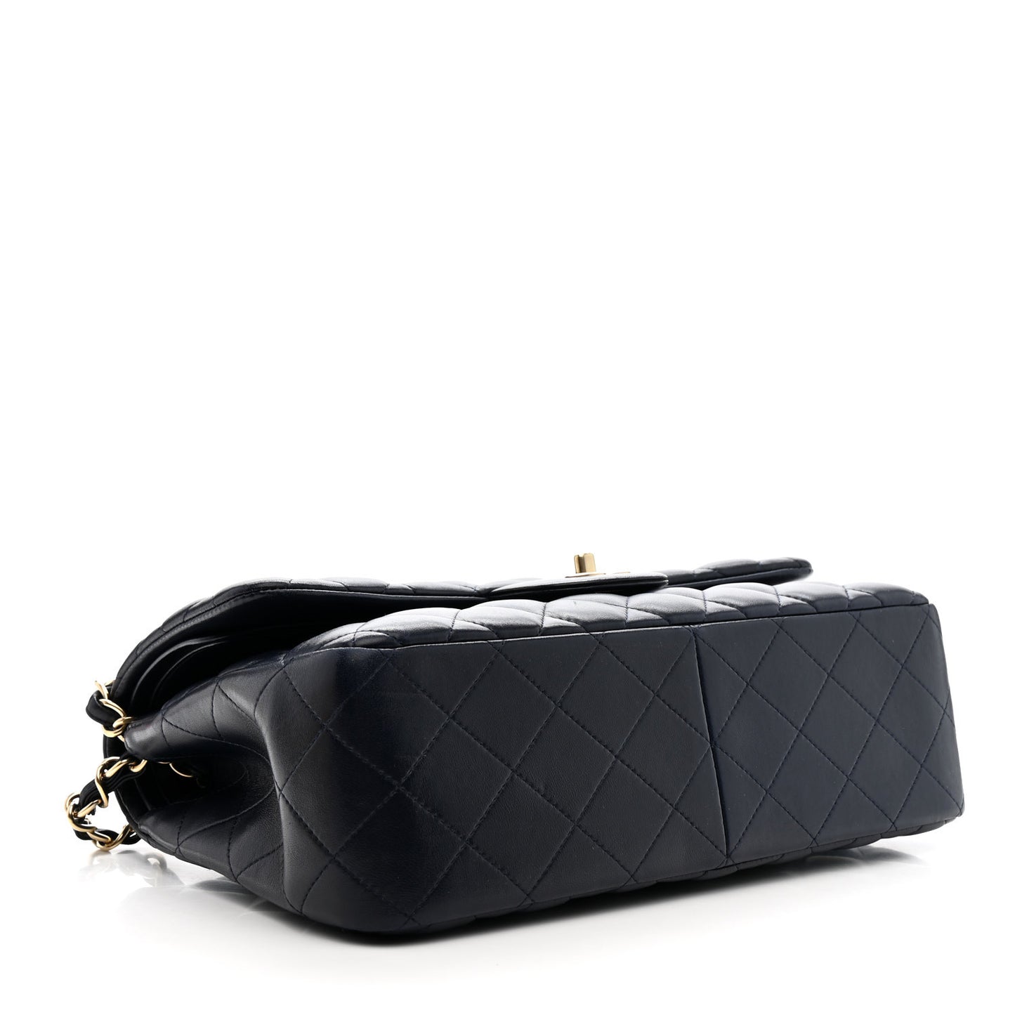 Lambskin Quilted Jumbo Double Flap Navy