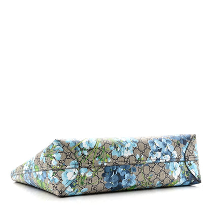 Gucci GG Supreme Monogram Blooms Medium Reversible Tote Beige Blue Navy 4 of 9