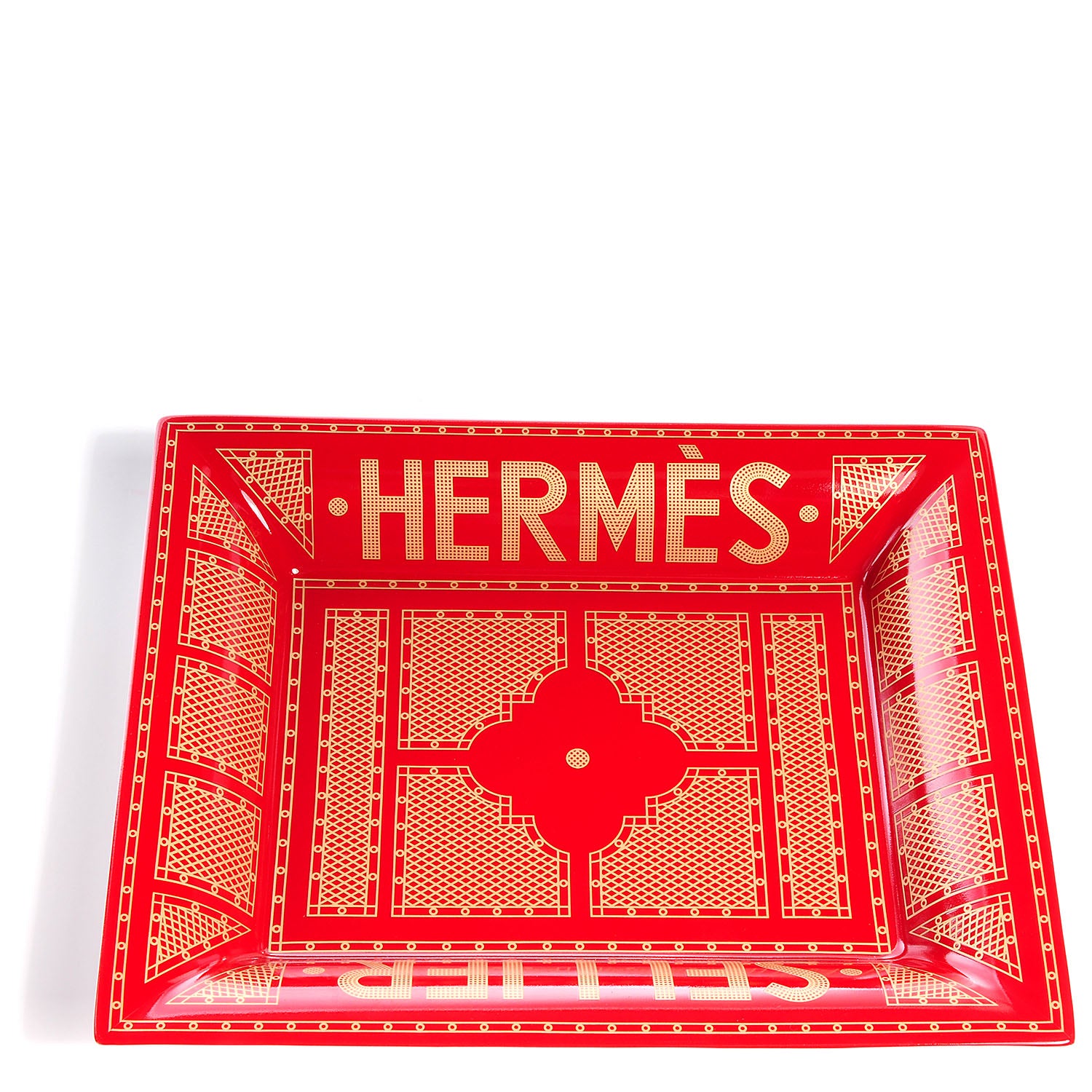 Hermes Porcelain Sellier Change Tray Rouge Or 1 of 5