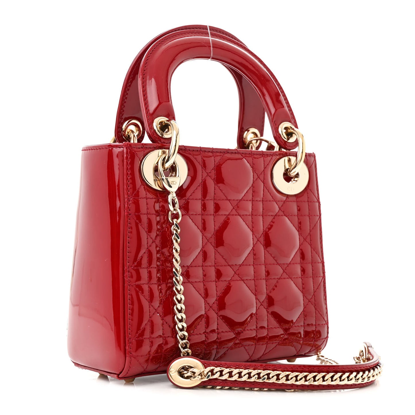 Patent Cannage Mini Lady Dior Red