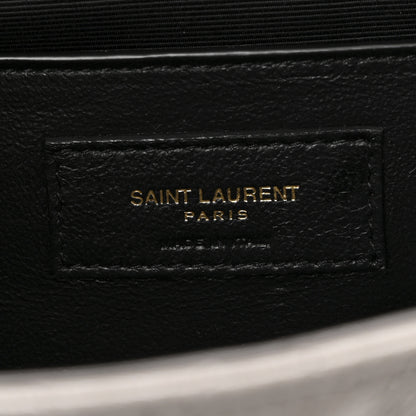 Saint Laurent Grain De Poudre Textured Mixed Matelasse Medium Triquilt Monogram Satchel Fog 6 of 9