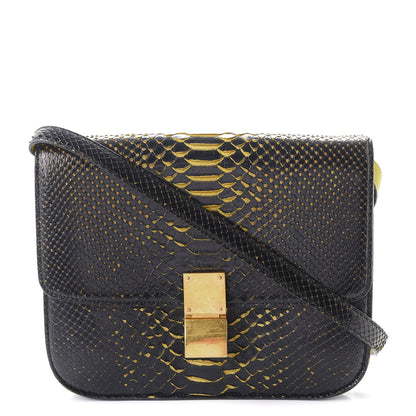 Celine Python Medium Classic Box Flap Bag Black 1 of 9