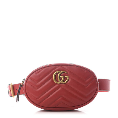Gucci Calfskin Matelasse GG Marmont Belt Bag 85 34 Hibiscus Red 1 of 7