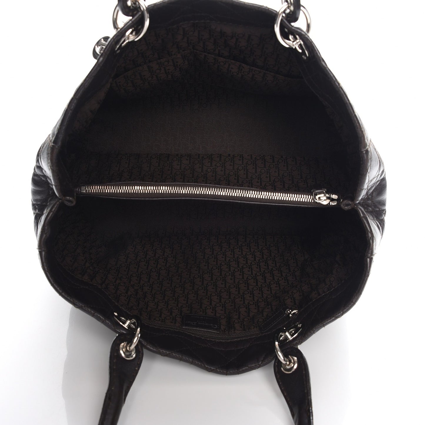 Lambskin Cannage Large Soft Lady Dior Shopping Tote Brown