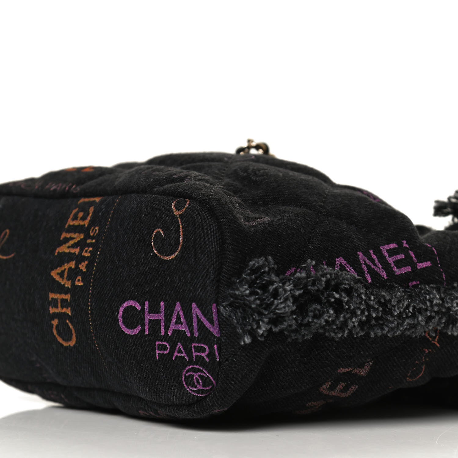 Chanel Denim Quilted Mood Small Bucket With Chain Black Multicolor 9 of 9